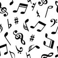 Black and white musical notes seamless pattern Royalty Free Stock Photo