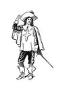 Musketeer With his hand on a Hat Royalty Free Stock Photo