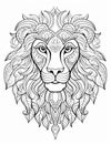 Art doodle lion design coloring book Royalty Free Stock Photo