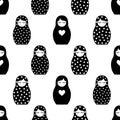 Black and white nested doll Matrioshka illustration.