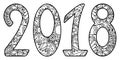 Black and white new year numbers 2018 with ornament.