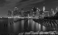 Black and white New York City at night, USA Royalty Free Stock Photo