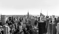 Black and white of New York skyline panorama.