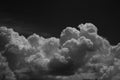 Black white night sky background for design. Dark cumulus clouds. Storm front. Royalty Free Stock Photo