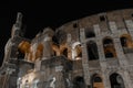 Black and white night view outside the Colosseum, Rome, Italy Royalty Free Stock Photo