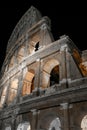 Black and white night view outside the Colosseum, Rome, Italy Royalty Free Stock Photo