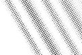 Black on white noisy halftone texture. Diagonal dotwork gradient. Distressed dotted vector background Royalty Free Stock Photo