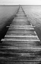 Black and White Ocean Pier Royalty Free Stock Photo