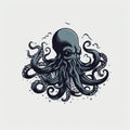 Minimalist Black And White Octopus Vector Illustration Royalty Free Stock Photo