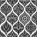 Black and white ogee seamless pattern. Elegant print for textiles. Vector illustration