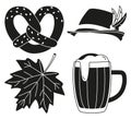 Black white oktoberfest 4 elements silhouette set