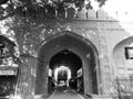 Black & White Old Architecture inside Red Fort in Delhi India during day time, Famous Red Fort Delhi inside view Royalty Free Stock Photo