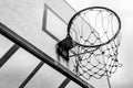 Black and white of Old  basketball hoop on sky background and clouds Royalty Free Stock Photo