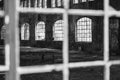 black and white old broken windows Royalty Free Stock Photo