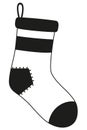 Black and white old christmas stocking silhouette