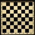 Black and white old empty chess board