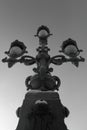Black and white old historic bronze lamppost