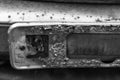 Black and white photo old license plate auto Royalty Free Stock Photo