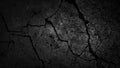 Black white old wall texture. Cracked rough concrete plate. Close-up. Dark grunge background. Distressed. Royalty Free Stock Photo
