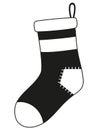 Black and white old xmas stocking silhouette