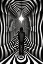 Black and white optical illusion. Abstract illustration with lines hypnotist.