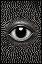 Black and white optical illusion. Abstract illustration with lines hypnotist.
