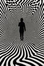 Black and white optical illusion. Abstract illustration with lines hypnotist.