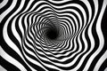 Black and white optical illusion vortex tunnel spiral pattern Royalty Free Stock Photo