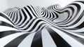 a black and white optical illusion of waves lines forming a hypnotic pattern Royalty Free Stock Photo
