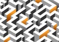 Black, white and orange maze, labyrinth. Royalty Free Stock Photo
