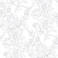 Black and white orchid floral seamless pattern Royalty Free Stock Photo