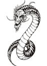 Black and white oriental dragon