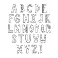 Black and white ornamental alphabet. Coloring page