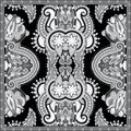 Black and white ornamental floral paisley bandanna