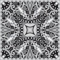 Black and white ornamental floral paisley bandanna