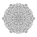 Black and white ornamental mandala circle. Joga logo. Coloring page. Zen art orient design.