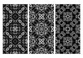 Black and white ornamental seamless patterns. Beautiful set. Elegant prints for fabric, wrapping paper Royalty Free Stock Photo