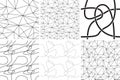 Black and white ornaments. Abstract lines and curves. Seamless patterns Royalty Free Stock Photo