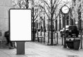 Black and white outdoor billboard mockup on city street Royalty Free Stock Photo