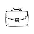 Black and white outline of a business briefcase with handle and buckle Royalty Free Stock Photo