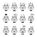 Black white outline funny tigers heads set