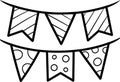 Festive Party Bunting Garland Outline Royalty Free Stock Photo