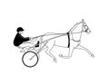 Black and white illustration of jockey and trotter