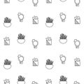 Black and white outlined cactus seamless pattern. Black cactus doodle