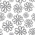 Black and white outlined flowers seamless pattern Royalty Free Stock Photo
