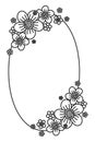 Black And White Oval Flower Frame With Copyspace