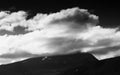 Black and white overcasted mountain landscape Royalty Free Stock Photo