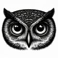Black And White Owl Head Close Up Portrait Royalty Free Stock Photo