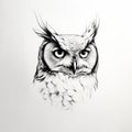 Black And White Owl Head Drawing: Uhd Image, Tattoo, Fantasy Illustration