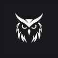 Minimalist Owl Logo: Aggressive Side Silhouette On Black Background